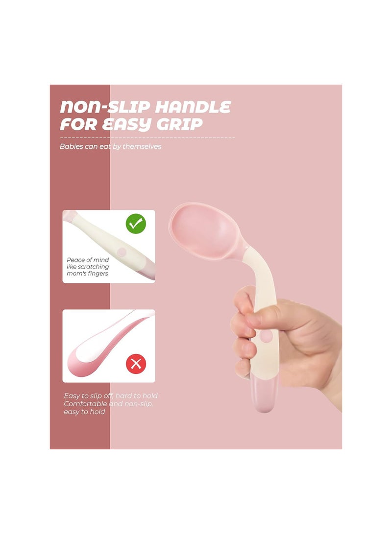 8 Pcs Toddler Utensils, Spoons and Forks Set with Bendable Handle, 4Toddler Forks and 4 Toddler Spoons, Baby Feeding Set for Self Feeding, Silicone Spoons Forks for Kids - Image 4