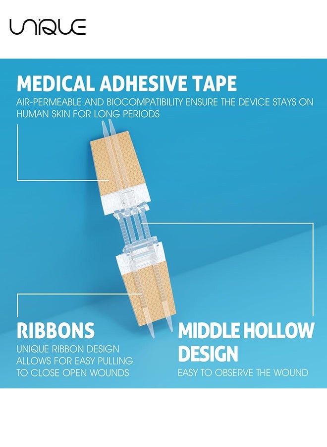 Unique 4 Pcs Zip Stitch Wound Closure Strips Kit - Emergency Zipstitch Laceration Kit Bandages - Adjustable - Repair Wounds Without Stitches - Suture-Free Surgical Repairment - for Wound Care First Aid、Hiking Camping Survival Outdoor - Painless Wound Repair Kit - Image 3