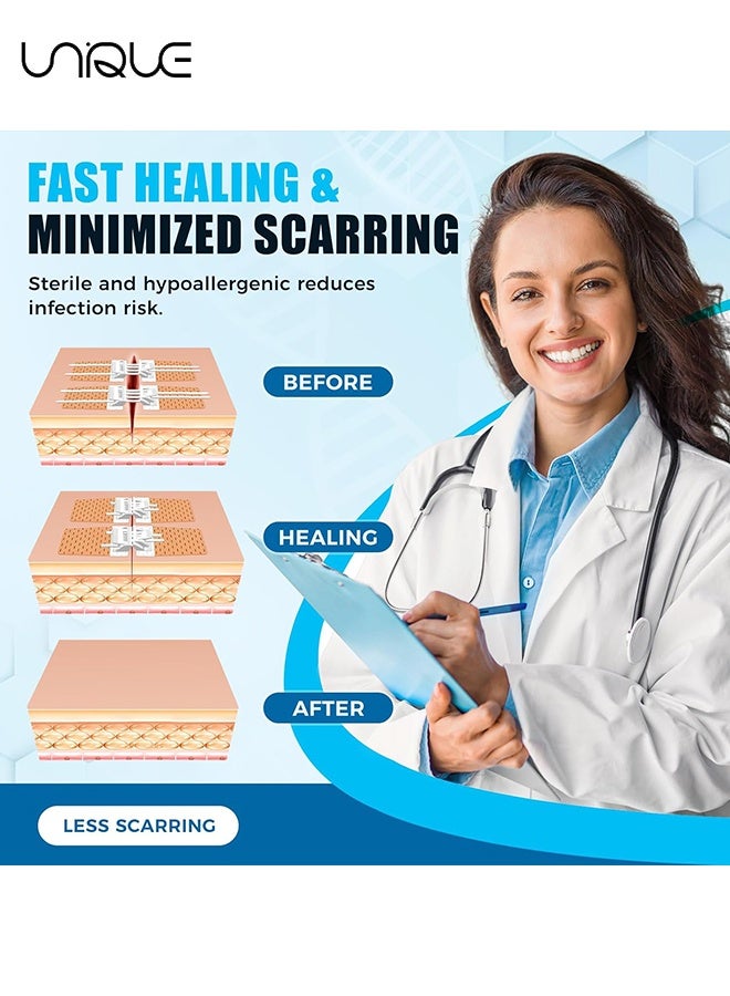 Unique 4 Pcs Zip Stitch Wound Closure Strips Kit - Emergency Zipstitch Laceration Kit Bandages - Adjustable - Repair Wounds Without Stitches - Suture-Free Surgical Repairment - for Wound Care First Aid、Hiking Camping Survival Outdoor - Painless Wound Repair Kit - Image 4