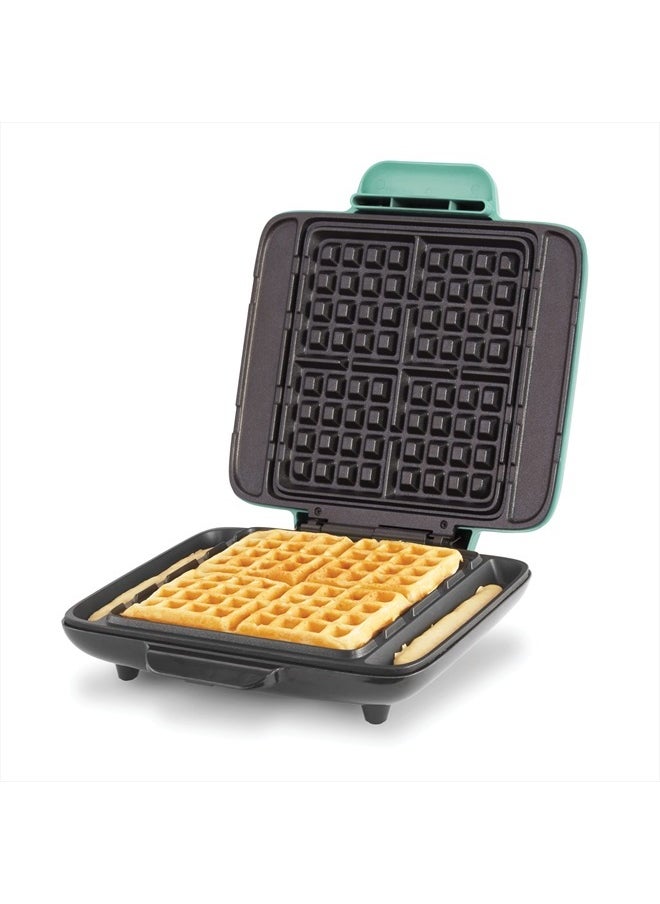 Dash Dash Deluxe No-Drip Waffle Iron Maker Machine 1200W + Hash Browns, or Any Breakfast, Lunch, & Snacks with Easy Clean, Non-Stick + Mess Free Sides, Aqua  - Image 1