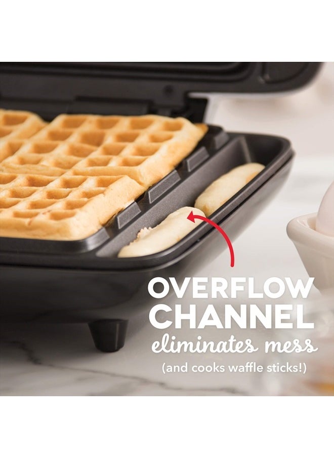 Dash Dash Deluxe No-Drip Waffle Iron Maker Machine 1200W + Hash Browns, or Any Breakfast, Lunch, & Snacks with Easy Clean, Non-Stick + Mess Free Sides, Aqua  - Image 3