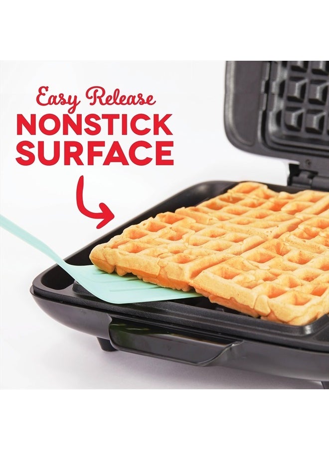 Dash Dash Deluxe No-Drip Waffle Iron Maker Machine 1200W + Hash Browns, or Any Breakfast, Lunch, & Snacks with Easy Clean, Non-Stick + Mess Free Sides, Aqua  - Image 4