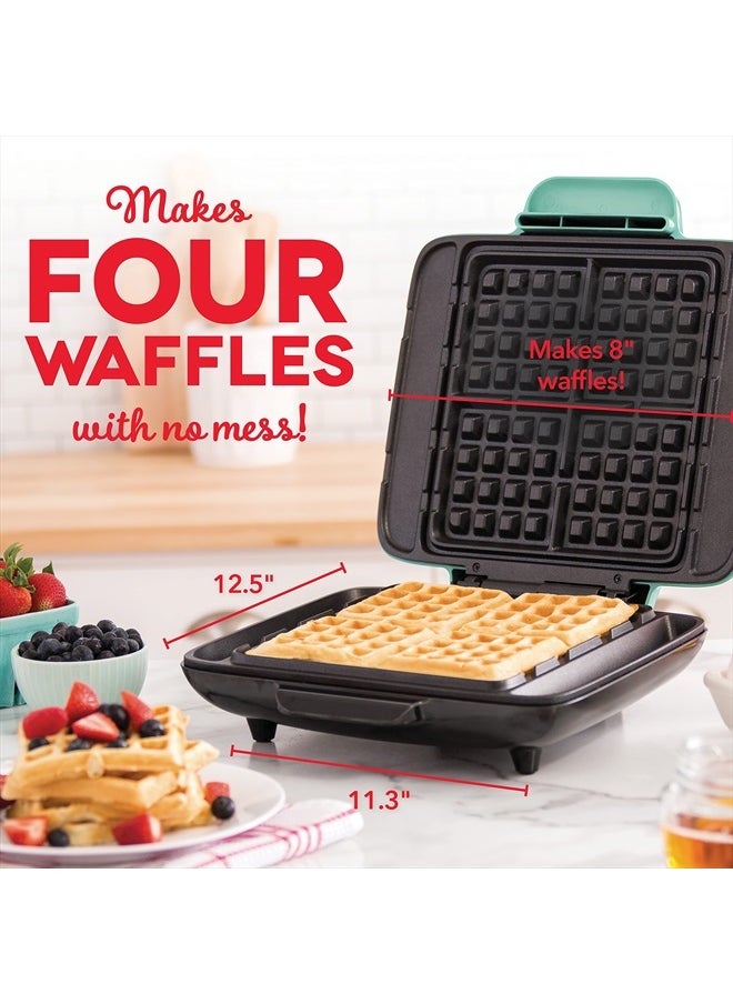 Dash Dash Deluxe No-Drip Waffle Iron Maker Machine 1200W + Hash Browns, or Any Breakfast, Lunch, & Snacks with Easy Clean, Non-Stick + Mess Free Sides, Aqua  - Image 2