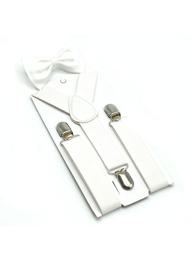 Boys And Girls Universal Solid Color 3 Clip Y-shaped Strap Bow Tie Set Children's Suspender + Bow Tie Baby Two-piece Set