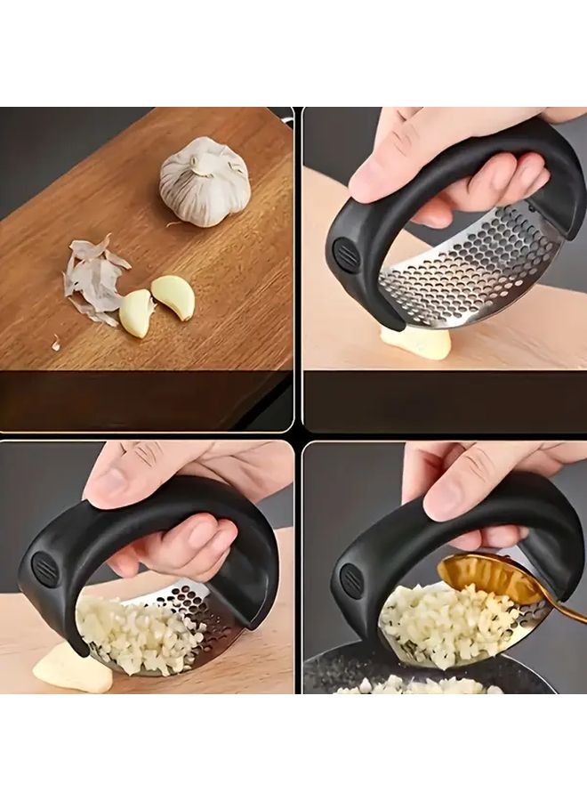 304 Stainless Steel Manual Garlic Press Herb Crusher Vegetable Fruit Chopper Easy Clean - Image 2
