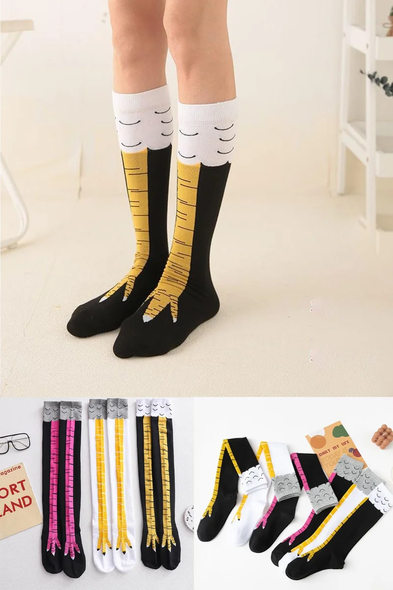 بي جي كي 3-pack Unisex Chicken Feet Patterned Knee Socks