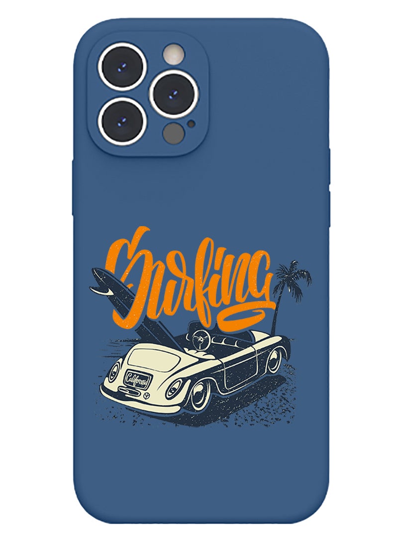 Theodor Protective Slim Fit Case Liquid Silicone Cover with Full Body Protection Anti-Scratch Shockproof Case For iPhone 15 Pro Blue  - Surfing for life copy - Image 1