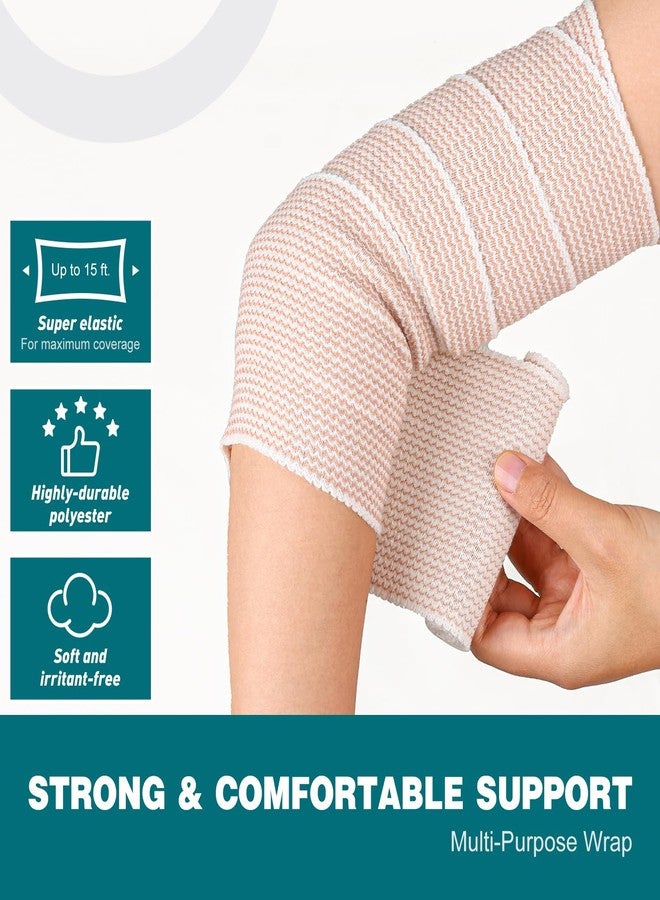 AZEN 4in Premium 2 Pack Elastic Bandage Wrap, Compression Wrap Bandage for Legs, Ankle, Knee, Tummy, Body, Lymphedema Wraps for Legs, Latex-Free - Image 3