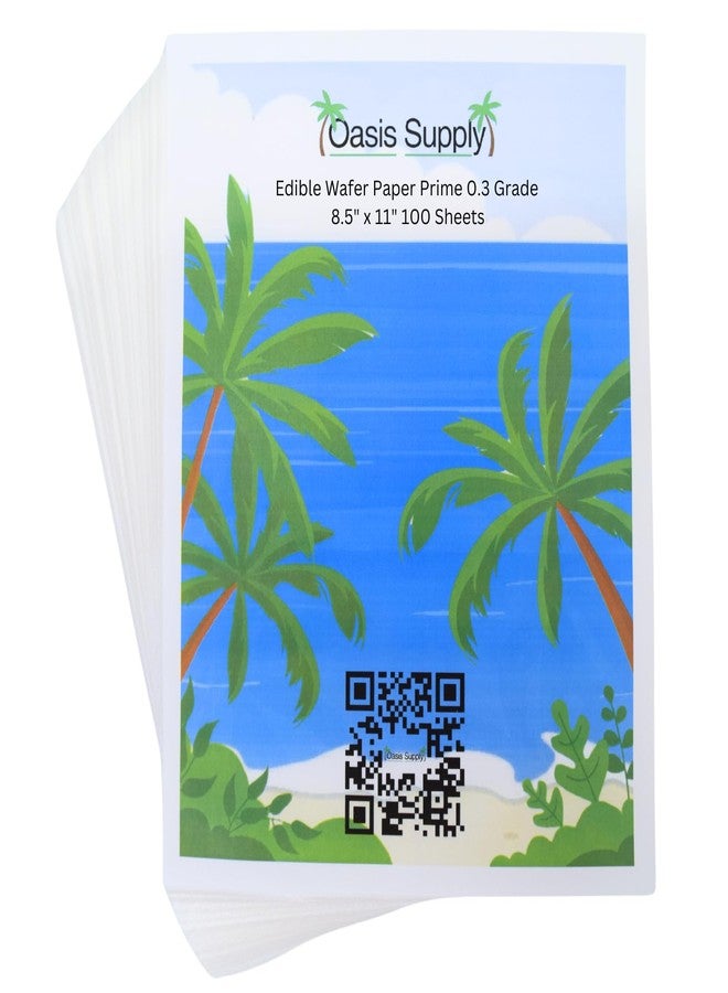 Oasis Supply 100 Piece Edible Rectangle Wafer Paper Pack, 8" by 11", White - Image 1