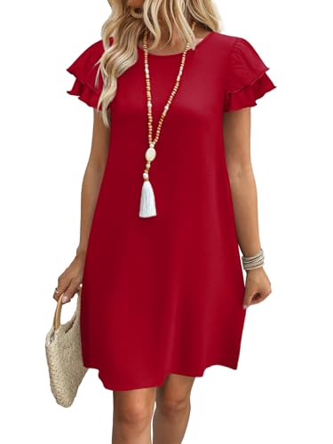 OFEEFAN Red Dress Womens Dresses 2026 Spring Summer Sundresses Boho Clothes Hawaiian Casual Elegant Classy Date Outfits XL - Image 5
