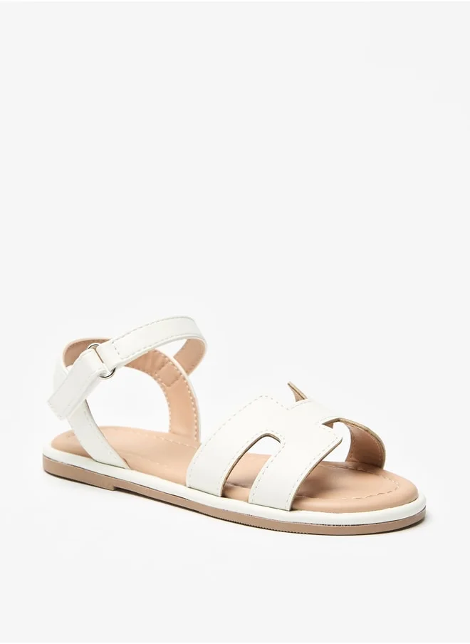 Flora Bella By Shoexpress Textured Sandals with Hook and Loop Closure