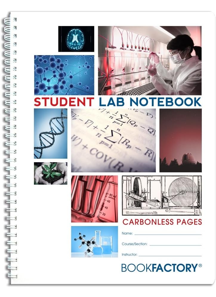 BookFactory BookFactory Carbonless Student Lab Notebook  50 Sets of Pages 85 X 11 Duplicator  Scientific Grid Pages Durable Translucent Cover WireO Binding LAB0507GWD Student  - Image 1