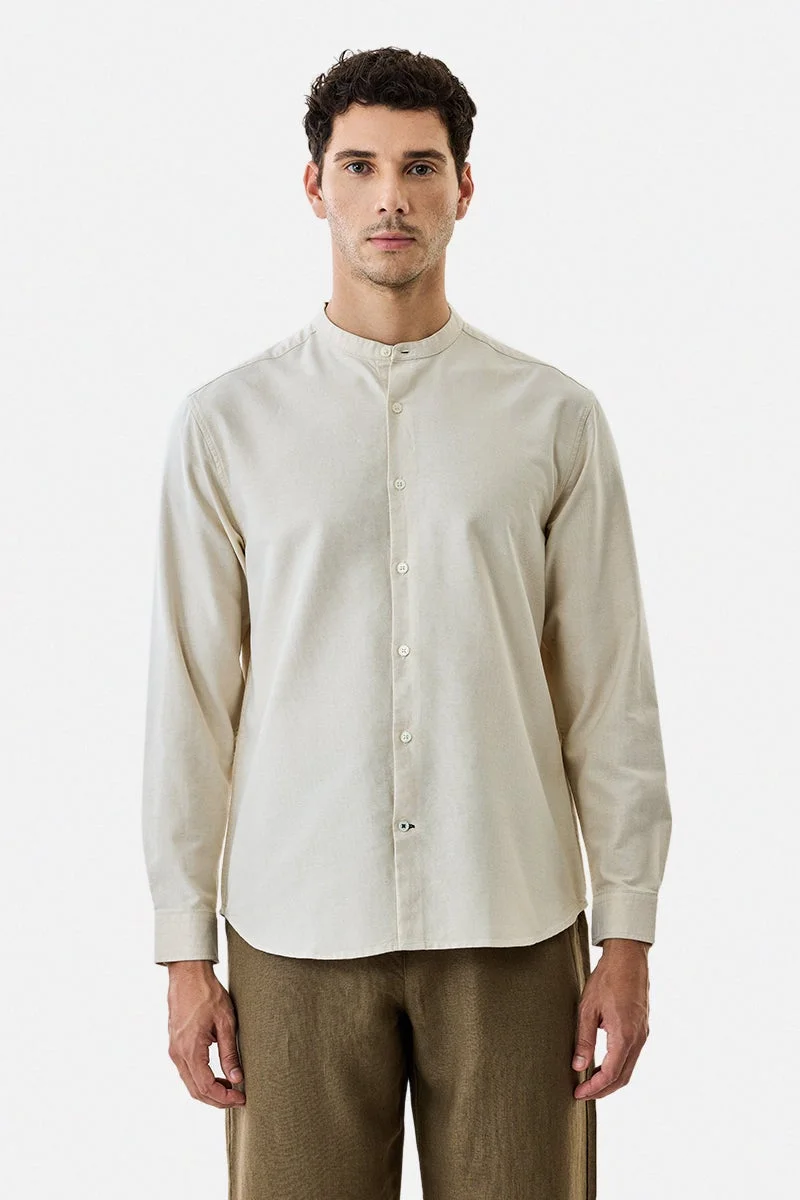 SNITCH Cream Solid Long Sleeve Regular Fit Shirt