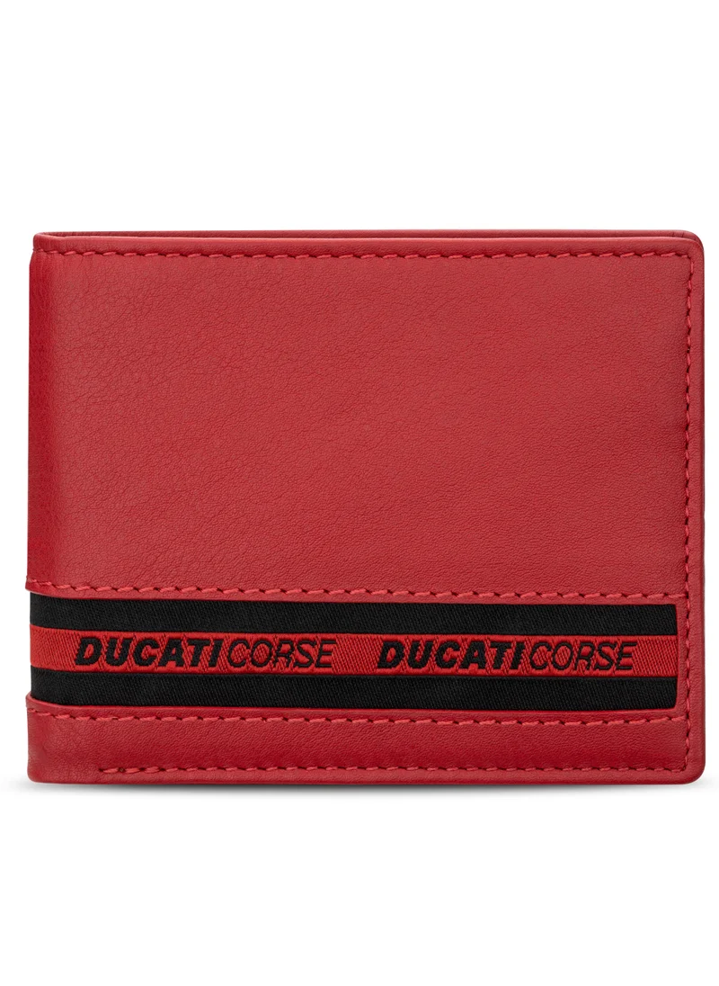 Ducati Corse Nastro Red Genuine Leather Wallet For Men