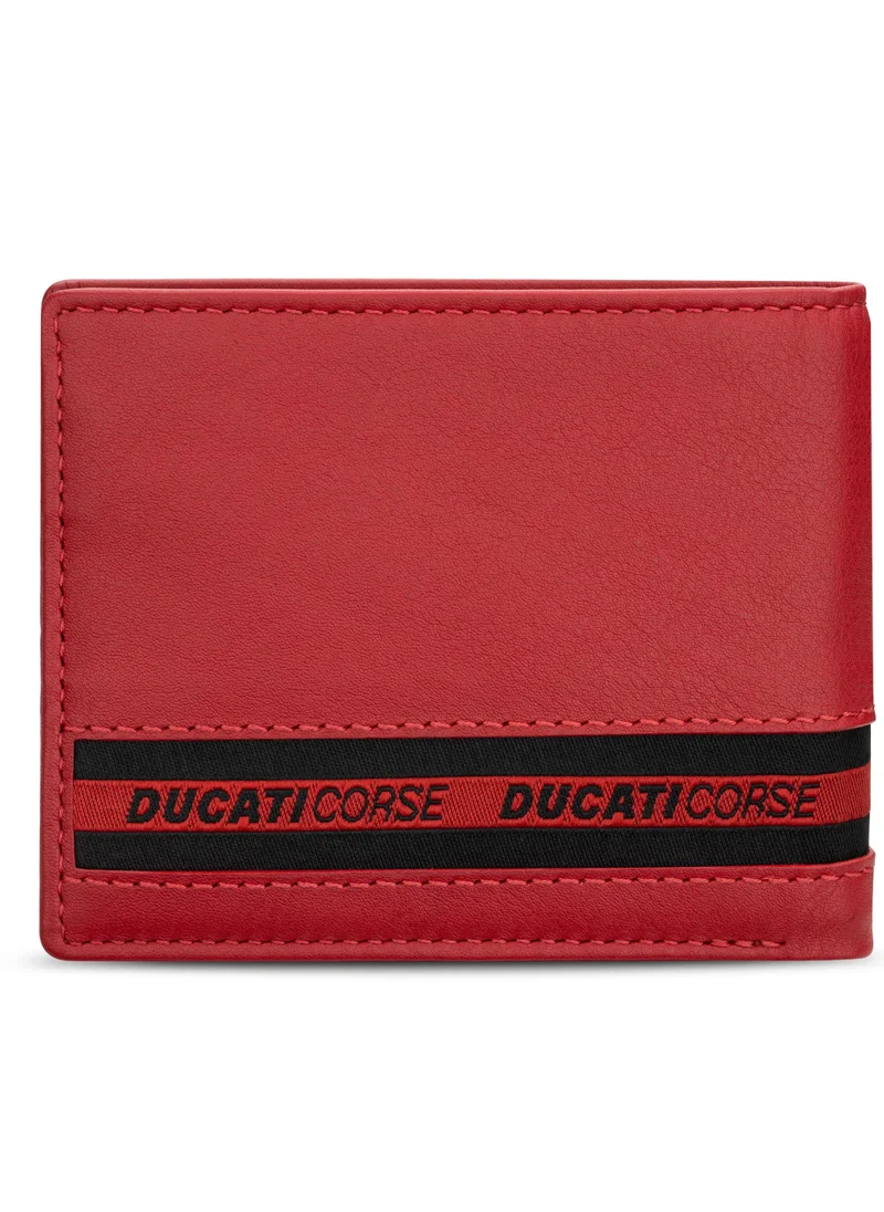 Ducati Corse Ducati Corse Nastro Red Genuine Leather Wallet For Men - DTLGW2201103