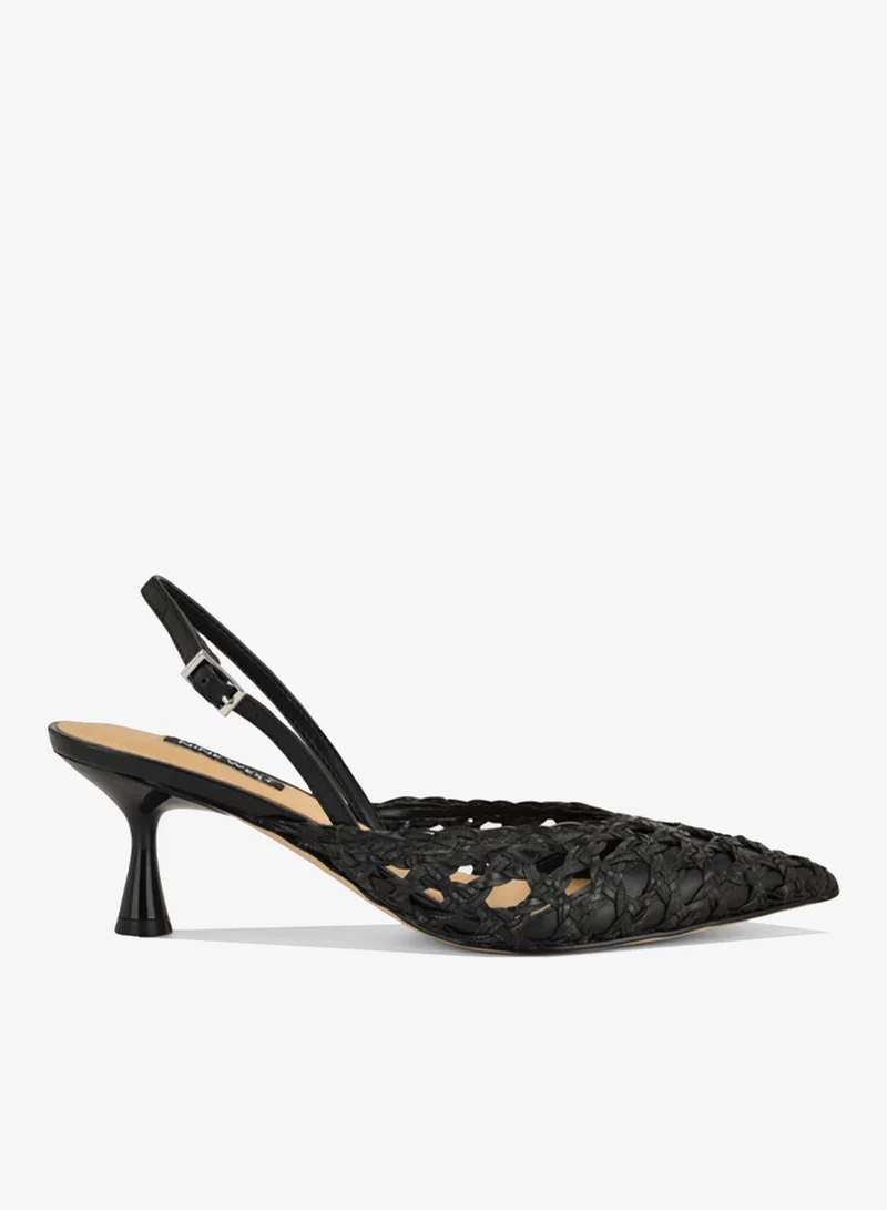 Pointed Toe Sling Back Mid Heel Pumps