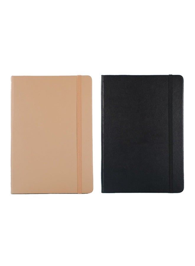 WooFree 2 Pcs Hardcover Lined Notebooks A5 Writing Pads Black and Khaki - Image 1