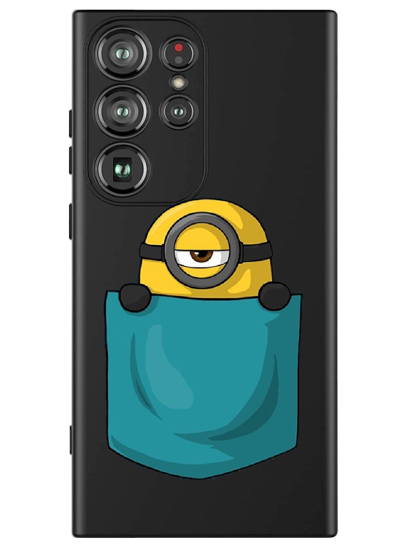 Theodor Protective Slim Fit Case Liquid Silicone Cover with Full Body Protection Anti-Scratch Shockproof Case For Samsung Galaxy S24 Ultra (Black) - Minion Pocket - Image 1