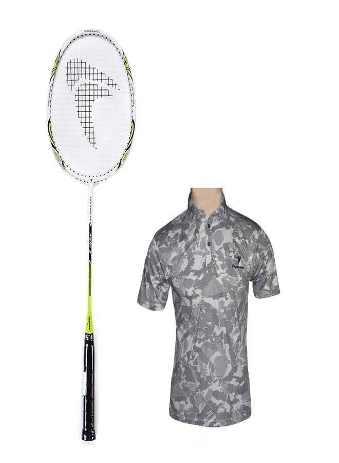 FLYPOWER BADMINTON RACKET AGNI 3 WITH T-SHIRT NIAS WHITE SIZE 2XL - Image 1