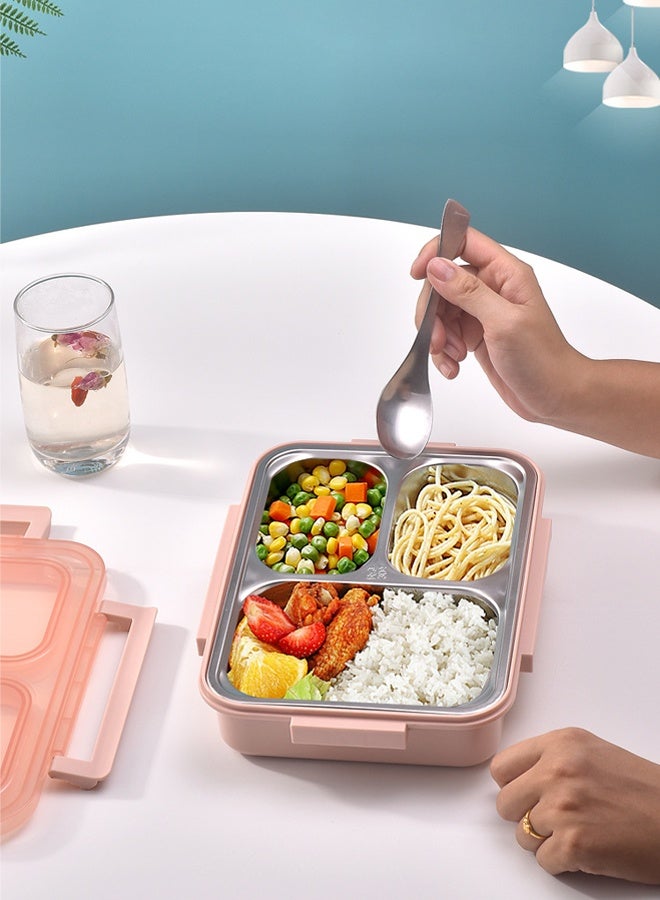 DUNISO صندوق غداء مقاوم للصدأ غير قابل للتسرب 3 أقسام مع فاصل مضاد لتداخل النكهات صندوق بنتو محمول لحفظ الوجبات للتخزين في المدرسة أو المكتب أو التخييم في الهواء الطلق - Image 2