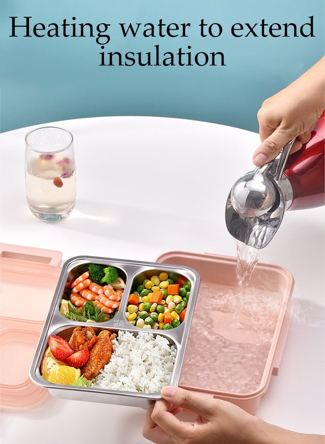 DUNISO صندوق غداء مقاوم للصدأ غير قابل للتسرب 3 أقسام مع فاصل مضاد لتداخل النكهات صندوق بنتو محمول لحفظ الوجبات للتخزين في المدرسة أو المكتب أو التخييم في الهواء الطلق - Image 4