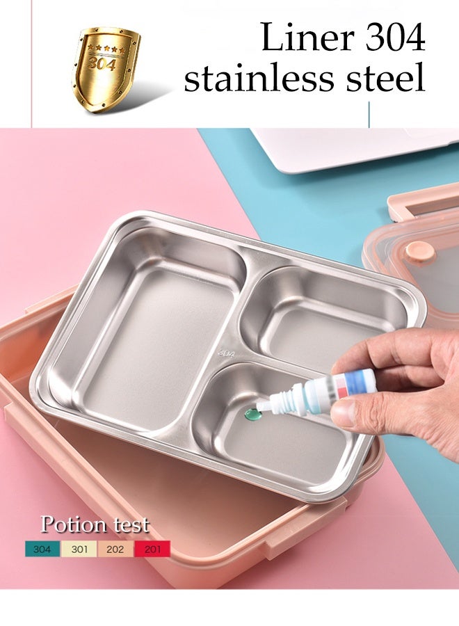 DUNISO صندوق غداء مقاوم للصدأ غير قابل للتسرب 3 أقسام مع فاصل مضاد لتداخل النكهات صندوق بنتو محمول لحفظ الوجبات للتخزين في المدرسة أو المكتب أو التخييم في الهواء الطلق - Image 5