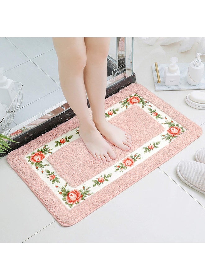 UKELER سجاد الحمام الزهري من UKELER غير قابل للانزلاق، مجموعة من 2 سجادة ناعمة غير قابلة للانزلاق وسجادة على شكل U للمرحاض - Image 2
