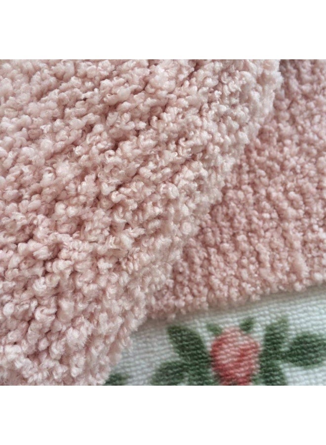 UKELER سجاد الحمام الزهري من UKELER غير قابل للانزلاق، مجموعة من 2 سجادة ناعمة غير قابلة للانزلاق وسجادة على شكل U للمرحاض - Image 5