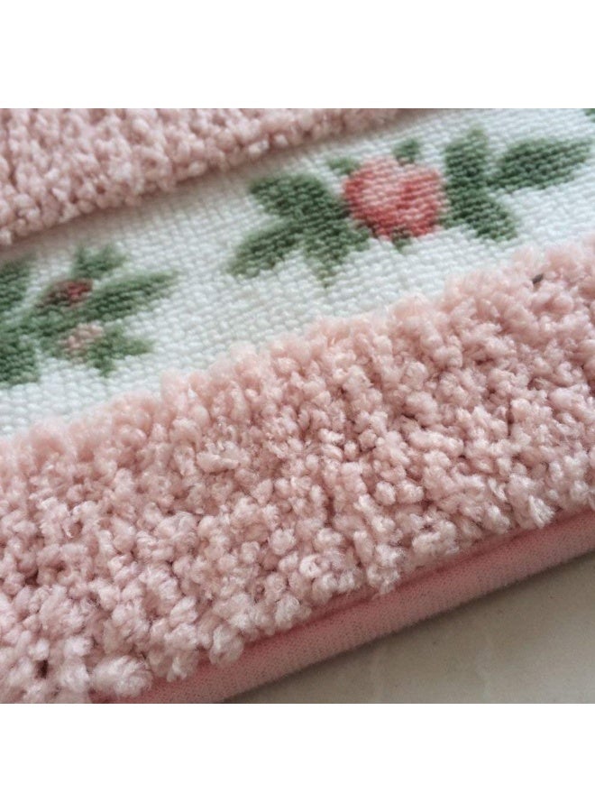 UKELER سجاد الحمام الزهري من UKELER غير قابل للانزلاق، مجموعة من 2 سجادة ناعمة غير قابلة للانزلاق وسجادة على شكل U للمرحاض - Image 4