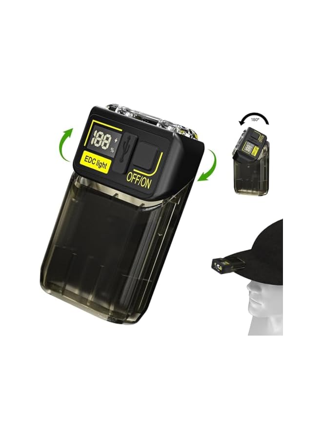 PROMASS Mini EDC Flashlight with Clip, Digital Power Display Rechargeable Flashlight, 180 Degree Twist Small Flash Light, 1200mah LED Magnetic Flat EDC Pocket Light for Running, Camping, Cycling - Image 2