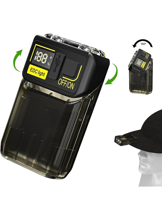 PROMASS Mini EDC Flashlight with Clip, Digital Power Display Rechargeable Flashlight, 180 Degree Twist Small Flash Light, 1200mah LED Magnetic Flat EDC Pocket Light for Running, Camping, Cycling - Image 1