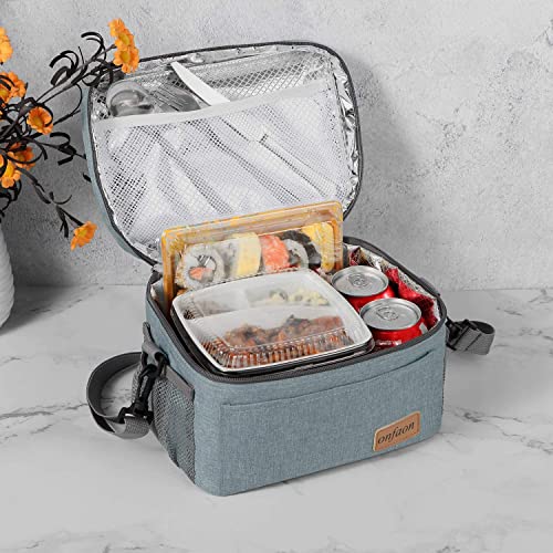 ONFAON Lunch Bag for MenWomen Insulated Reusable Lunch Box Leakproof Cooler Tote Bag Freezable with Adjustable Shoulder Strap for Office Work Picnic BeachGrey - Image 3