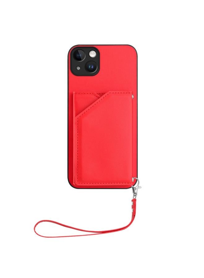 S-TOP Case For iPhone 14 Plus Skin Feel Four Card Slots Phone Case with Wrist Strap - Image 2