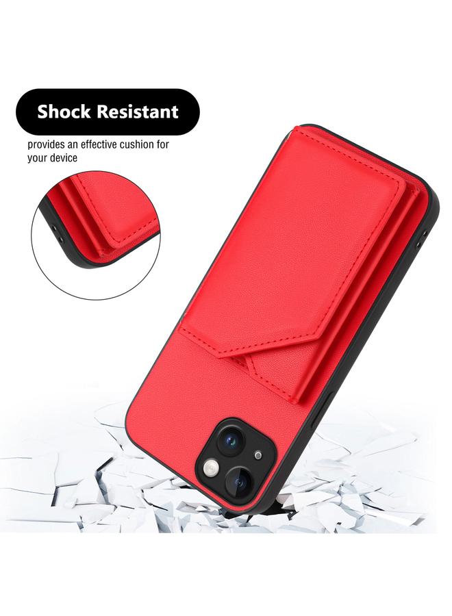 S-TOP Case For iPhone 14 Plus Skin Feel Four Card Slots Phone Case with Wrist Strap - Image 3