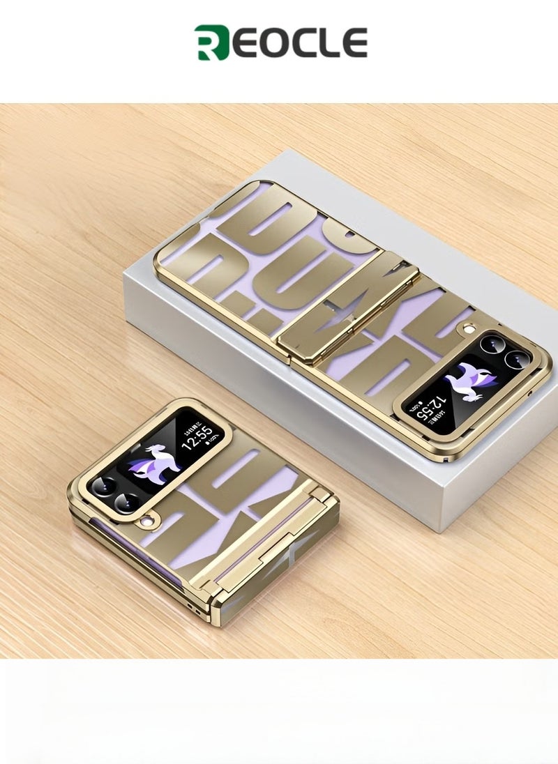 REOCLE Samsung Galaxy Z Flip 4 3 Case with Hinge Protection Full Cover Slim Case Luxury Phantom Plating Phone Case Electroplated Trendy Letter Phone Case for Galaxy Z Flip 4 3 - Image 1