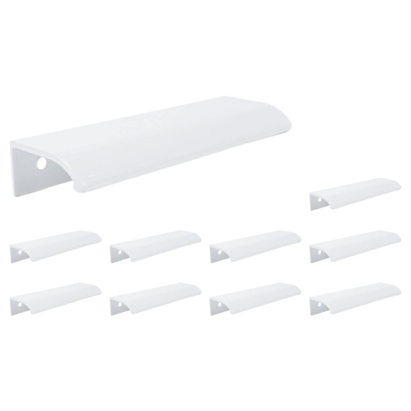 Tsnamay مجموعة تسناماي من 10 قطع، مقابض سطحية بيضاء مقوسة، مقابض حواف بيضاء، مقابض أدراج أثاث، مقابض خزائن مخفية، قطر الفتحة 3.78 بوصة / 96 مم - Image 1
