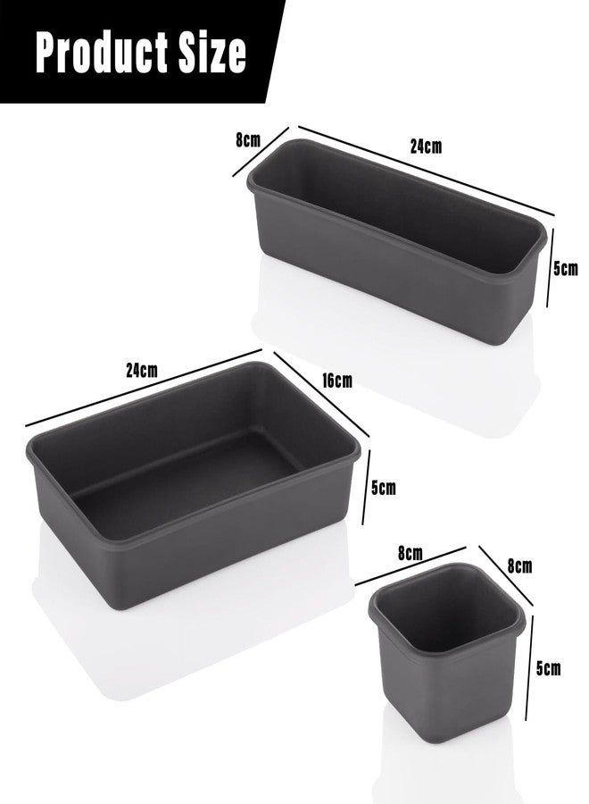 AMAZOPY 8 PCS Drawer Organizer Tray Set, Plastic Storage Boxes for Kitchen, Office, Makeup & Jewelry, Multipurpose Drawer Divider Set (Black) - Image 2
