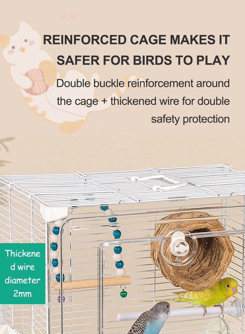كيدل قفص طيور أكريليك، قفص طيور البادجي، طائر الفاوانيا الأسود، قفص طيور الفيلا الكبير ذو العيون البيضاء، قفص زينة - Image 3