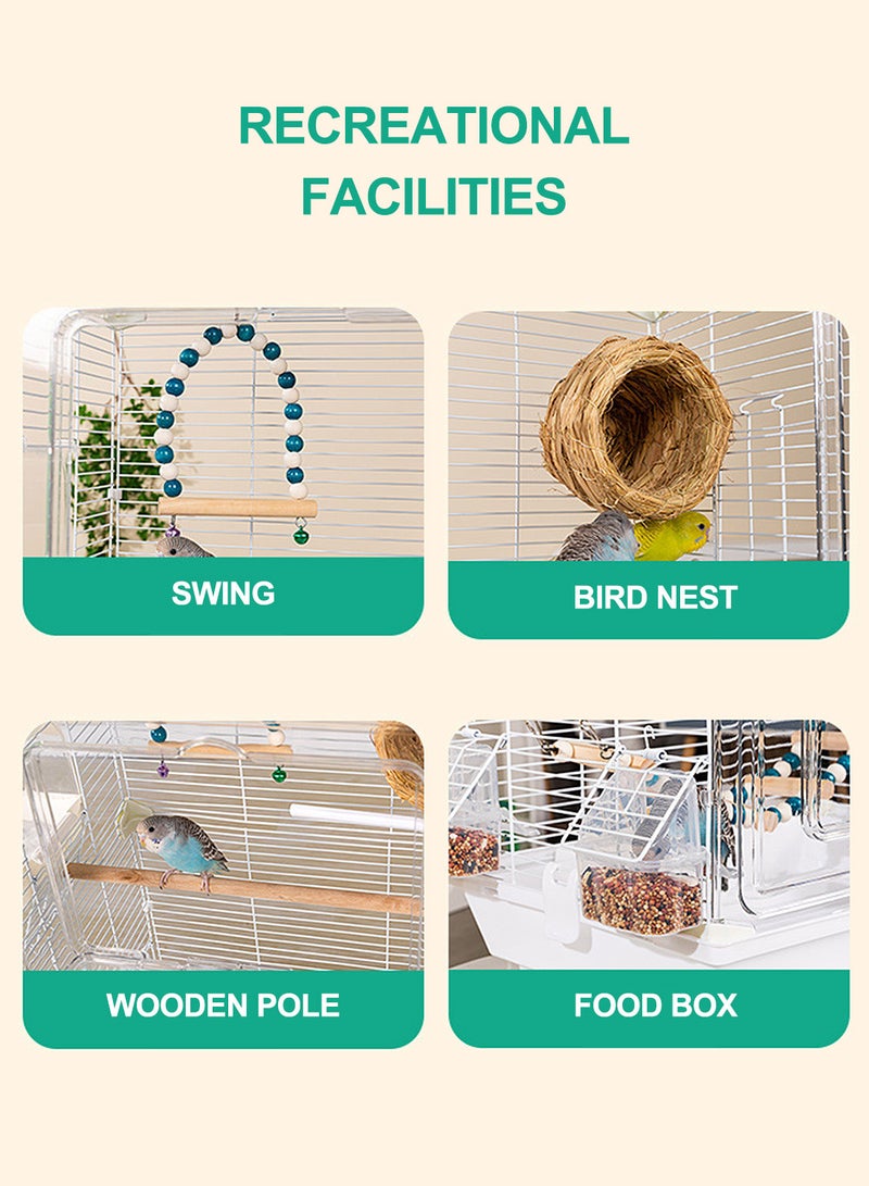 كيدل قفص طيور أكريليك، قفص طيور البادجي، طائر الفاوانيا الأسود، قفص طيور الفيلا الكبير ذو العيون البيضاء، قفص زينة - Image 2
