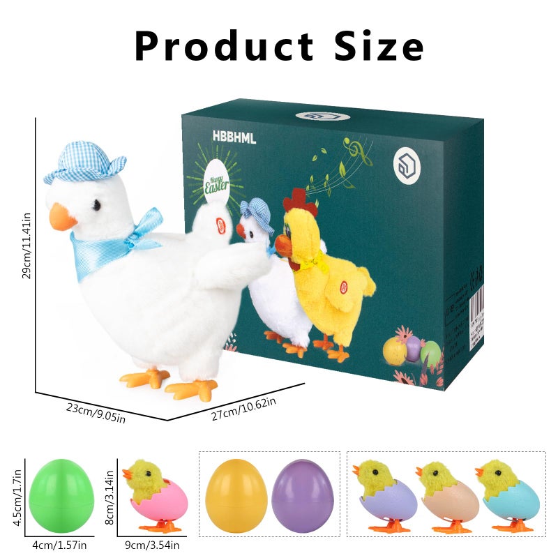 hbbhml Plush Electric Stuffed Laying Egg Chicken Toy Doll with Sound Music Easter for Boys Girls - Image 2