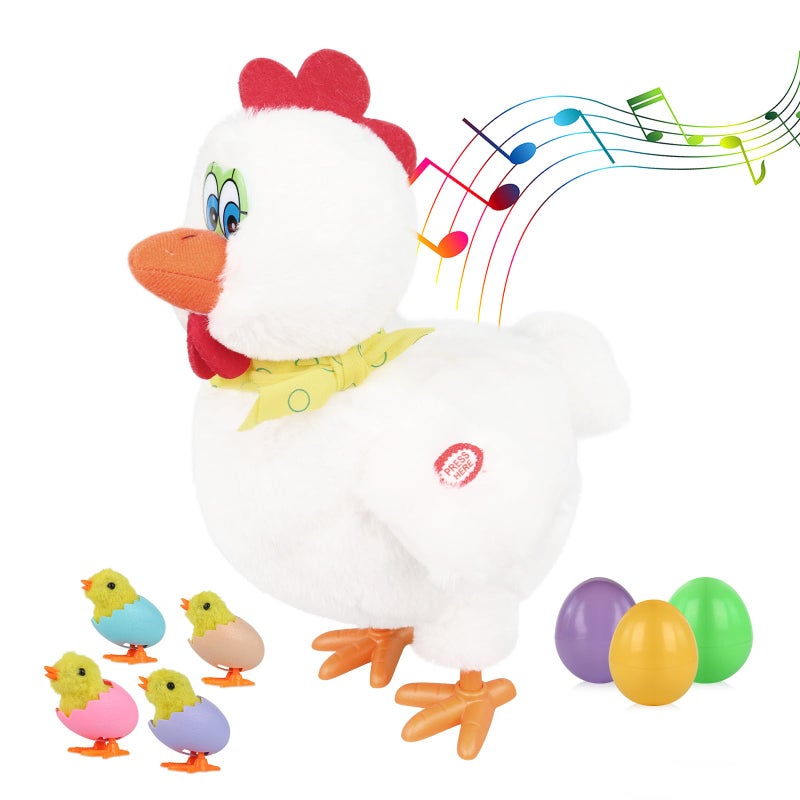 hbbhml Plush Electric Stuffed Laying Egg Chicken Toy Doll with Sound Music Easter for Boys Girls - Image 1