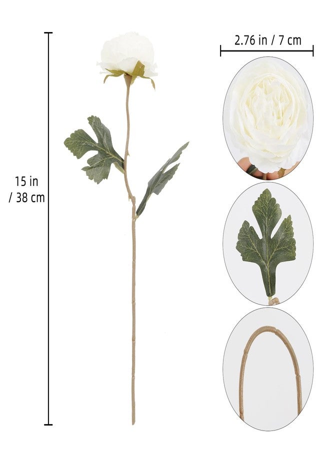 IPOPU 10pcs White Peonies Artificial Flowers Real Touch Silk Peonies with Stems Fake Peony for DIY Wedding Bouquets Bridal Shower Centerpieces Arrangements Party Tables Decorations - Image 2