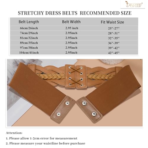 JASGOOD Women Elastic Wide Vintage Stretchy Belt for Dresses Retro Fashion Waist Belt - Image 5