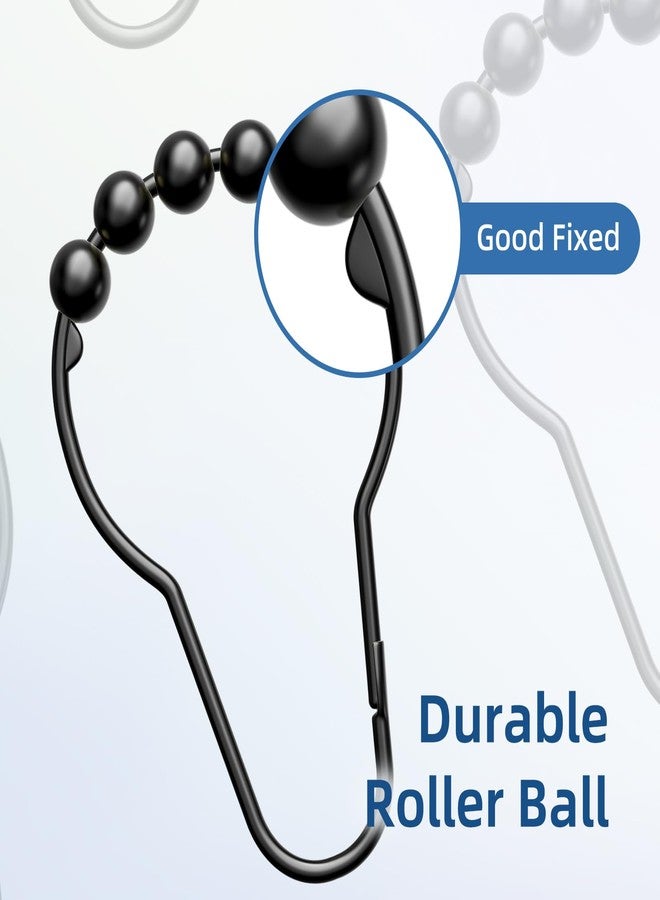 Titanker Shower Curtain Rings Hooks, Rust-Resistant Metal Shower Curtain Hooks for Bathroom Shower Rods Shower Hooks Shower Rings for Curtain - Set of 12, Matte Black - Image 3