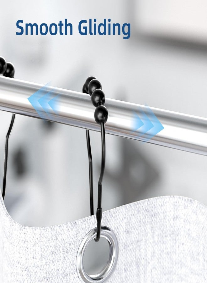 Titanker Shower Curtain Rings Hooks, Rust-Resistant Metal Shower Curtain Hooks for Bathroom Shower Rods Shower Hooks Shower Rings for Curtain - Set of 12, Matte Black - Image 4