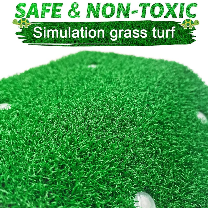 VAYINATO منصة استراحة السلاحف الاصطناعية (CP-120) من أكريليك مع عشب اصطناعي وسطح تسلق للسلاحف مع كوب شفط من Petzlifeworld - Image 3