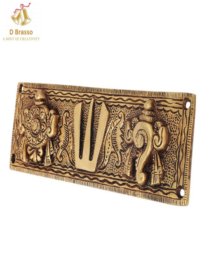 D Brasso Brass Shankh Chakra Namah Wall Hanging Showpiece, Standard - 18.7 Cm - Image 2