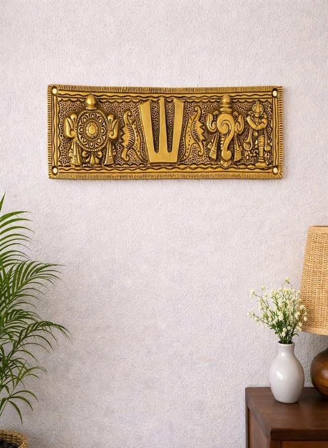 D Brasso Brass Shankh Chakra Namah Wall Hanging Showpiece, Standard - 18.7 Cm - Image 4