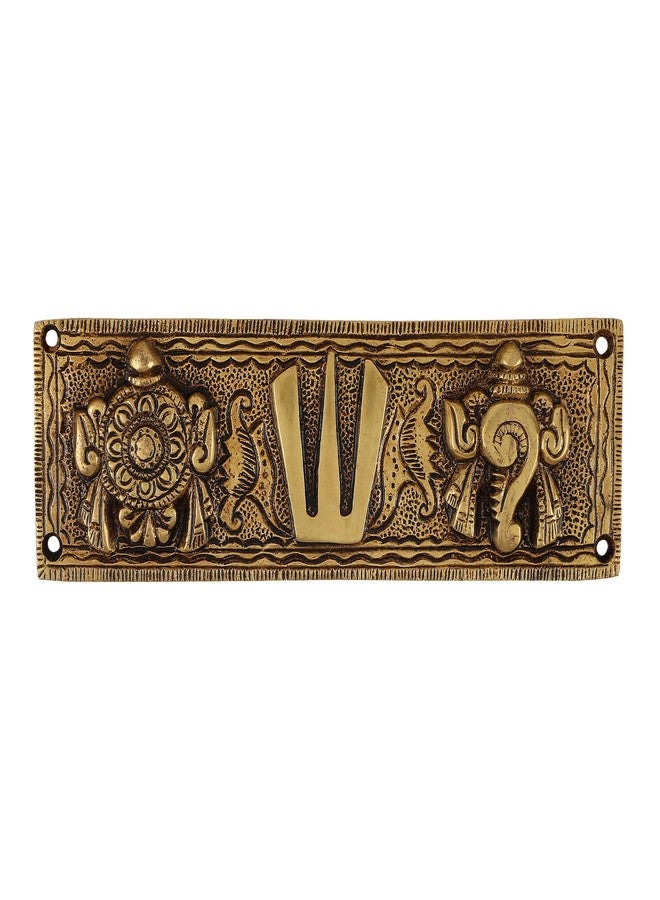 D Brasso Brass Shankh Chakra Namah Wall Hanging Showpiece, Standard - 18.7 Cm - Image 1