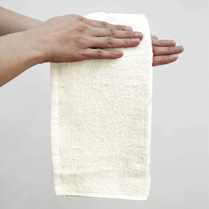 TIQH Organic Bamboo Cotton 500 GSM Ultra Soft Hand Gym Workout Towel Set of 1 Ecru - Image 3